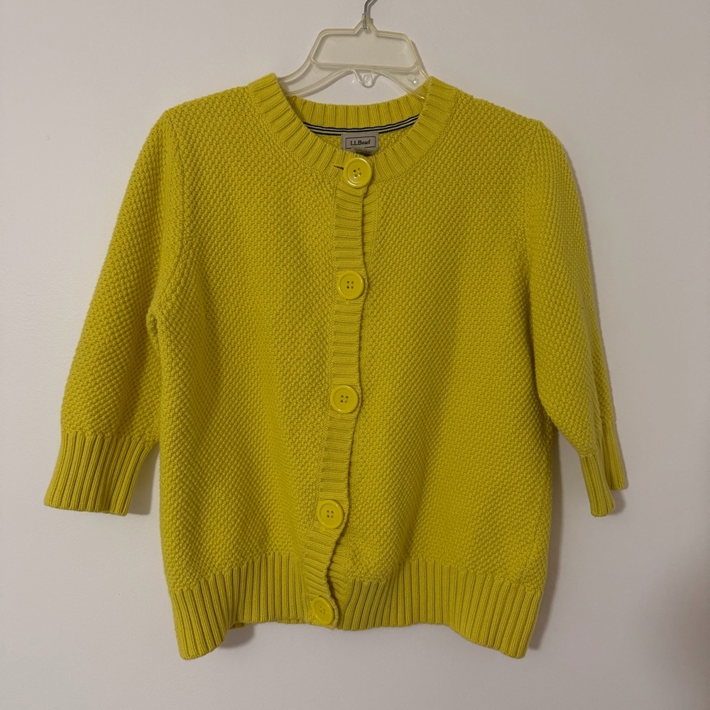 L.L. Bean Women’s Large Yellow Knit Cardigan